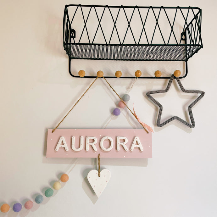 Personalised Name Sign plaque with spotty heart
