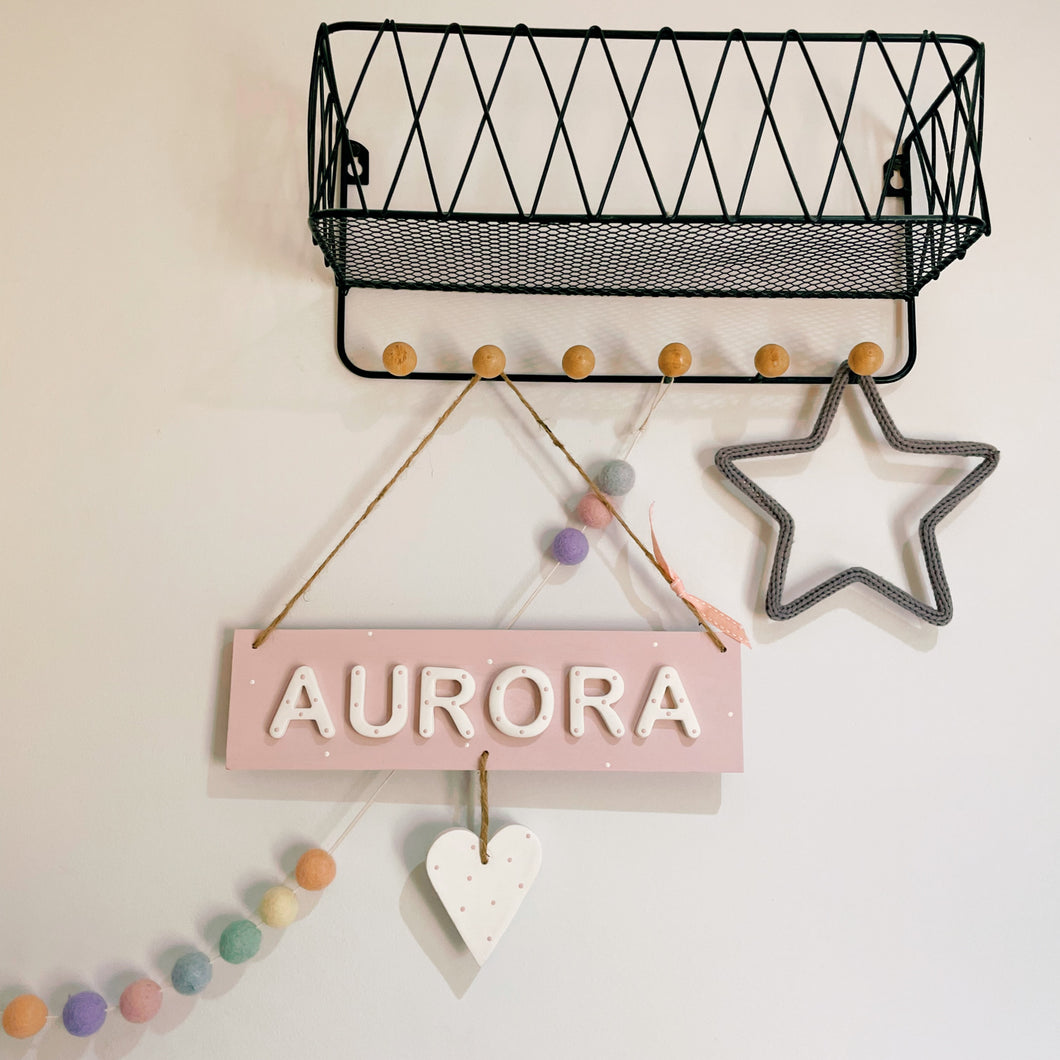 Personalised Name Sign plaque with spotty heart