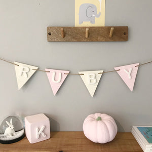 Pink and White Personalised Name Bunting