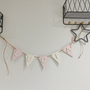 Pink and White Personalised Name Bunting