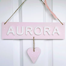 Pink and White Spotty Heart Name Sign