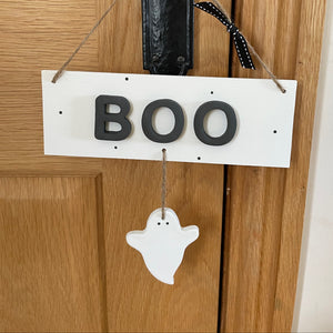 Boo Ghost Halloween Sign