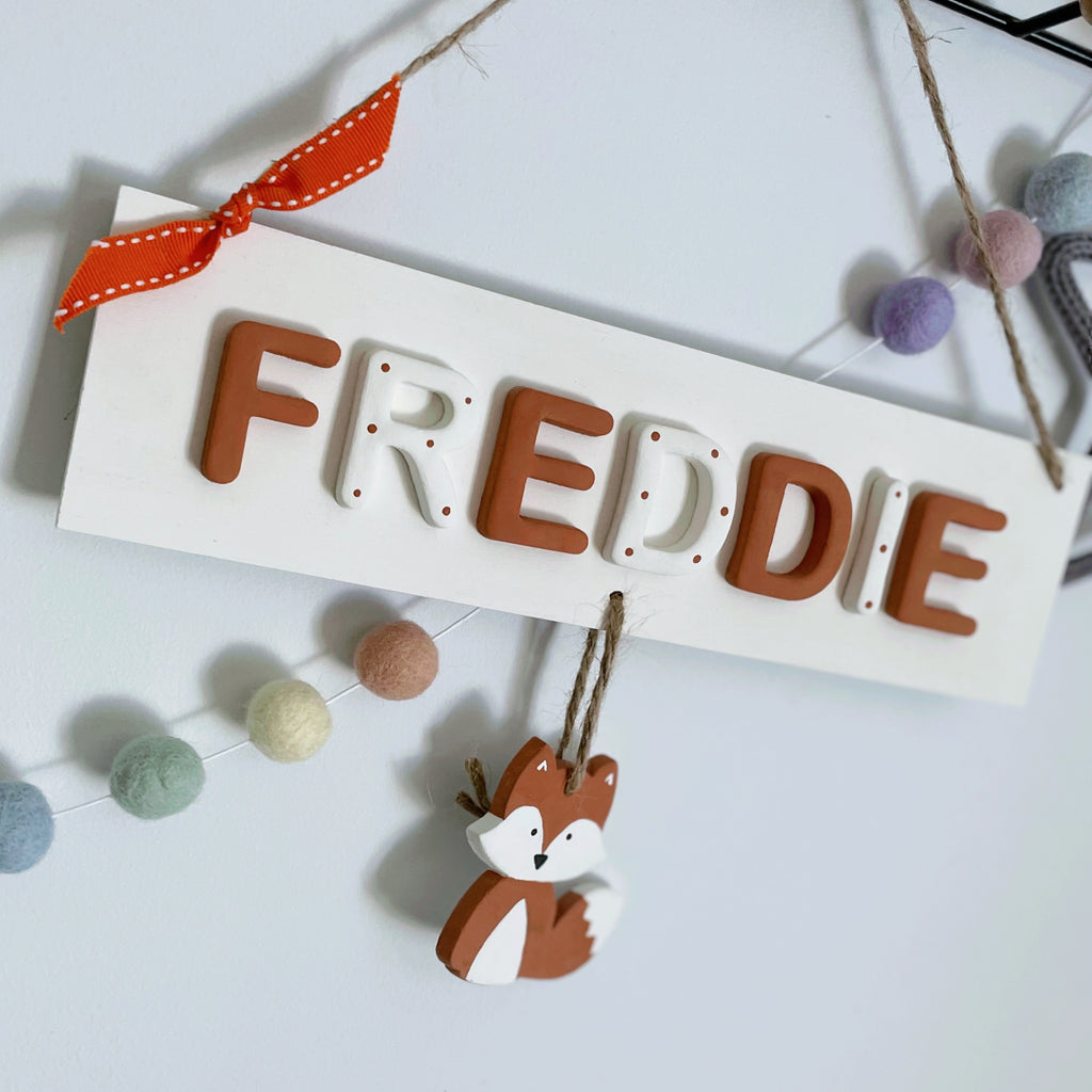 Personalised Name Sign with fox door sign – The Little Sign Company