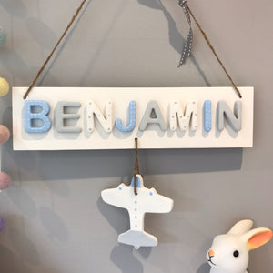 Personalised Aeroplane Name Sign - Florence and Grace Personalised Gifts